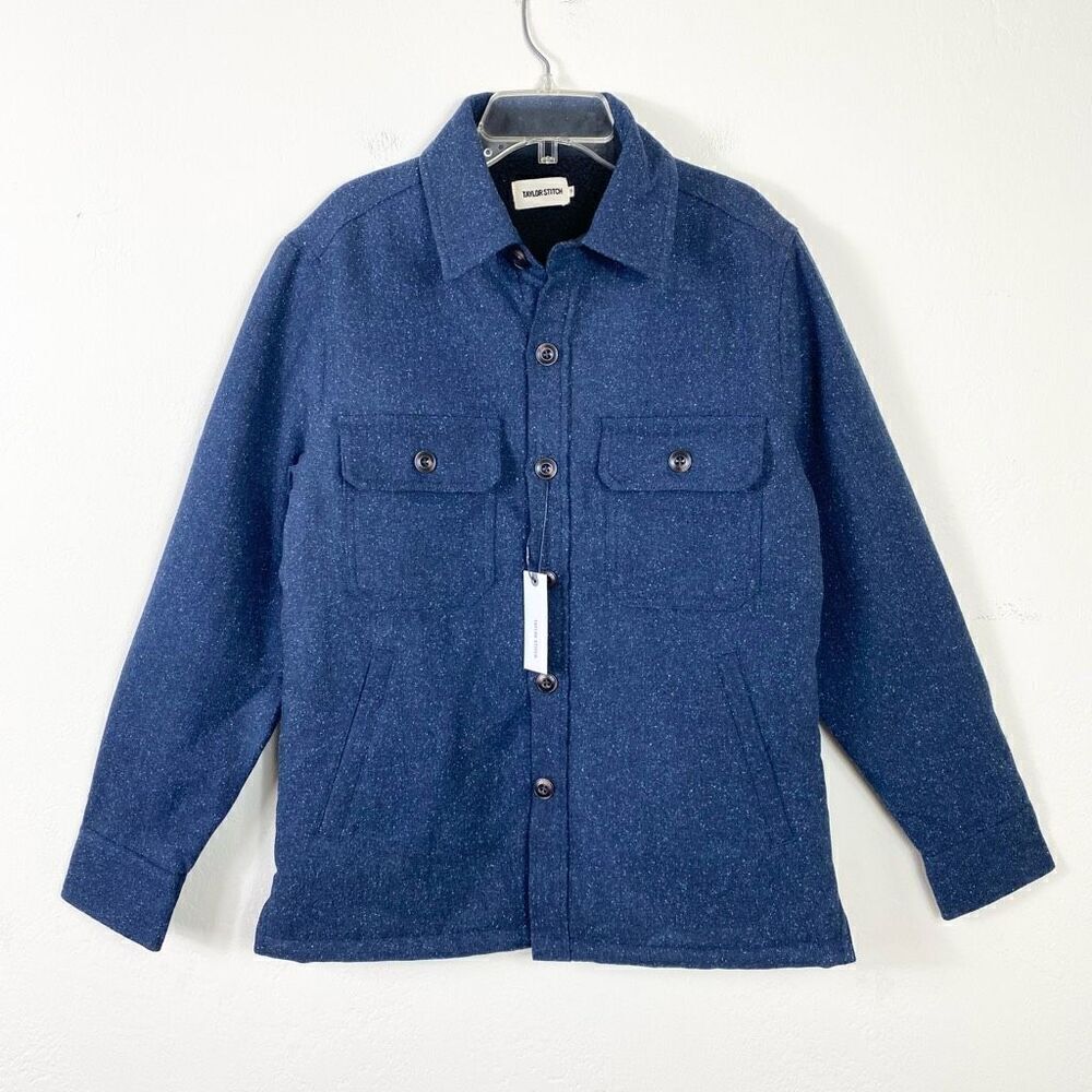 Taylor Stitch Chandler Jacket in Navy Donegal Blue Speckled Sherpa Lined Size XS